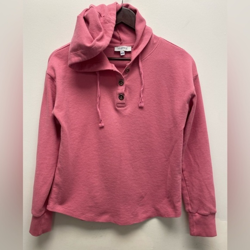 4 for $25 💗 mySTYLE Pink Henley Hoodie Sweatshirt 💗 - Medium